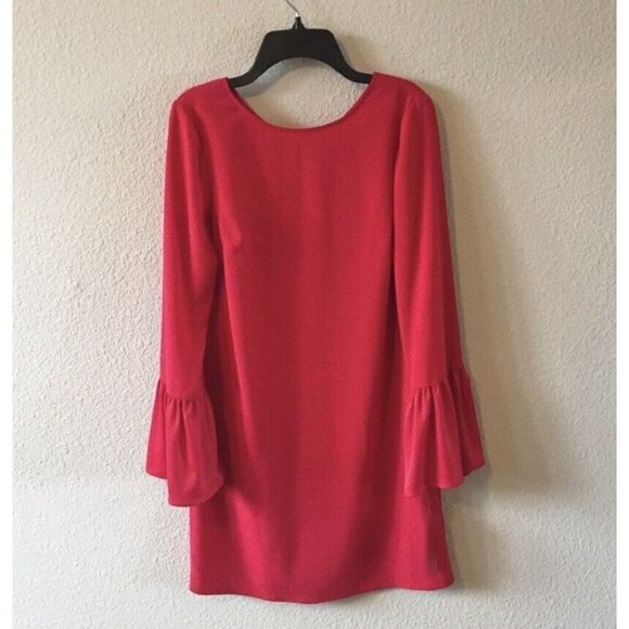 Cremieux Sz 4 Red Ruffle Bell Sleeve Shift Dress S Daniel Nordstroms - Picture 3 of 8